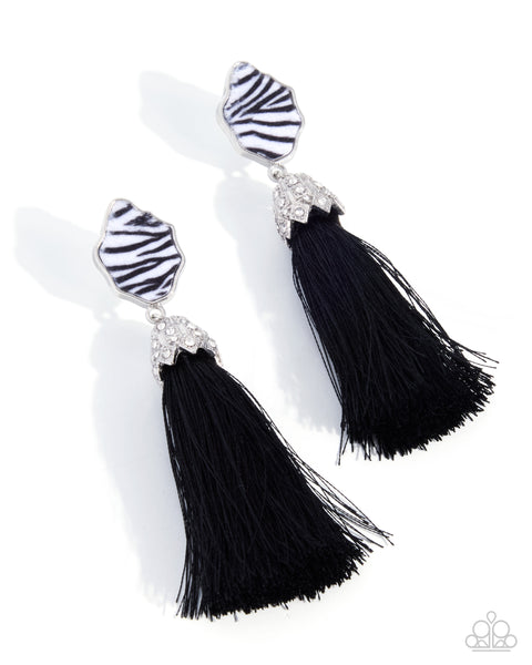 COMING SOON Paparazzi Iconic Zebra - Black Tassel Earrings