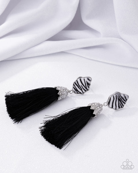 COMING SOON Paparazzi Iconic Zebra - Black Tassel Earrings