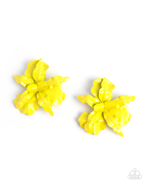Paparazzi Flourishing Freestyle - Yellow Earrings