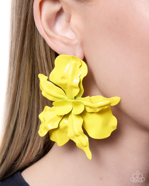 Paparazzi Flourishing Freestyle - Yellow Earrings