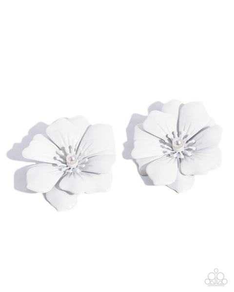 COMING SOON Paparazzi 
Floral Fortitude - White Earrings