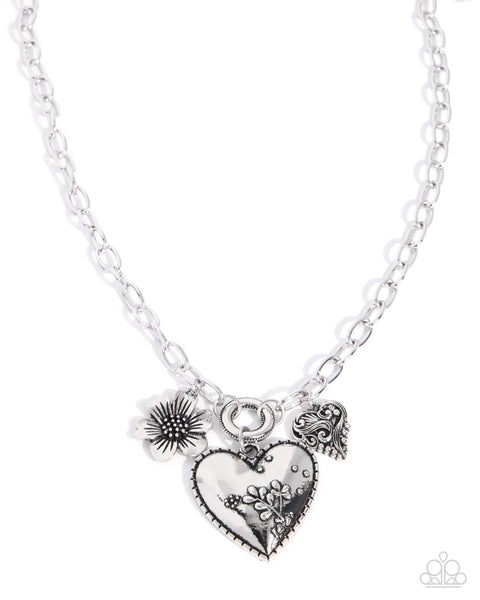 Paparazzi Whimsical Waiver Heart - Silver Necklace