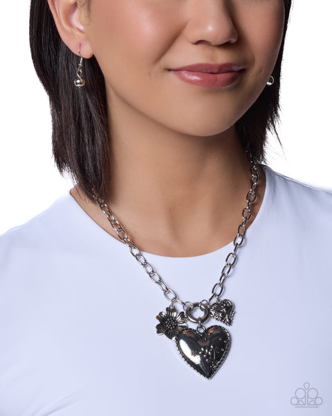 Paparazzi Whimsical Waiver Heart - Silver Necklace