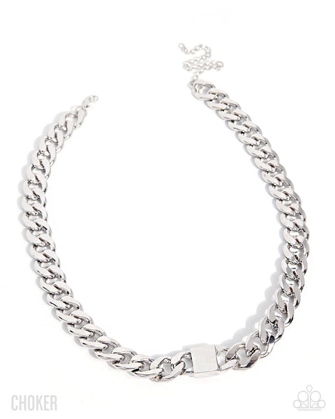 Paparazzi Rebellious Reaction - Silver Choker Necklace