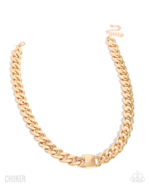 COMING SOON Paparazzi Rebellious Reaction - Gold Choker Necklace