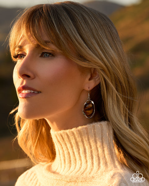 Paparazzi Stony Song - Brown Earrings