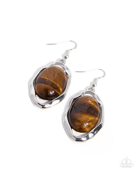 Paparazzi Stony Song - Brown Earrings