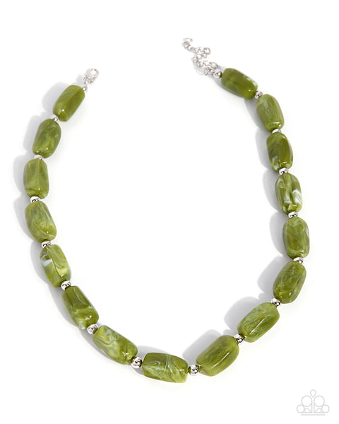 COMING SOON Paparazzi Colorfully Clear - Green Necklace