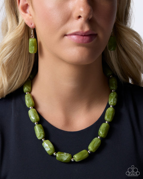 COMING SOON Paparazzi Colorfully Clear - Green Necklace