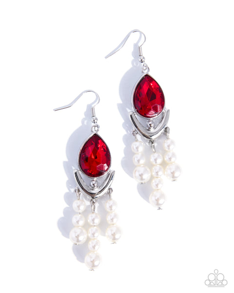 Paparazzi Exquisite Element Pearl Red Earrings