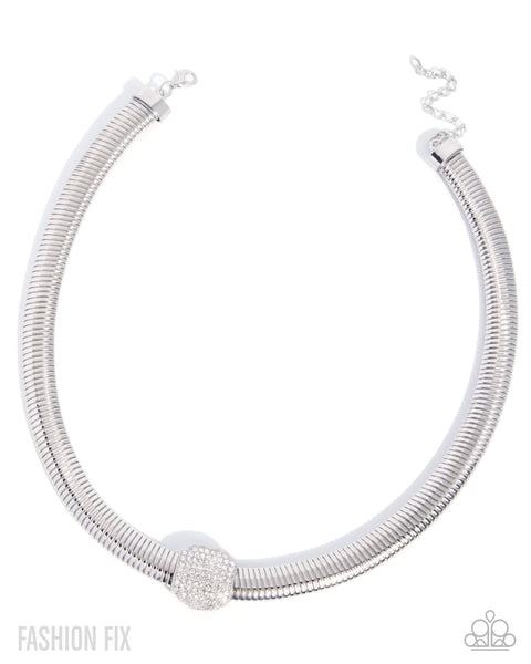 PAPARAZZI Downtown Demand Necklace & Downtown Drive Bracelet White Set