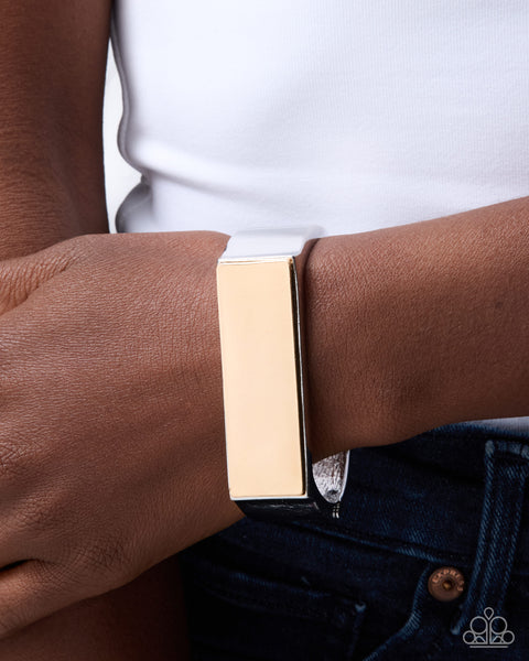 COMING SOON Paparazzi Rectangular Ruling Hinged Bracelet Silver