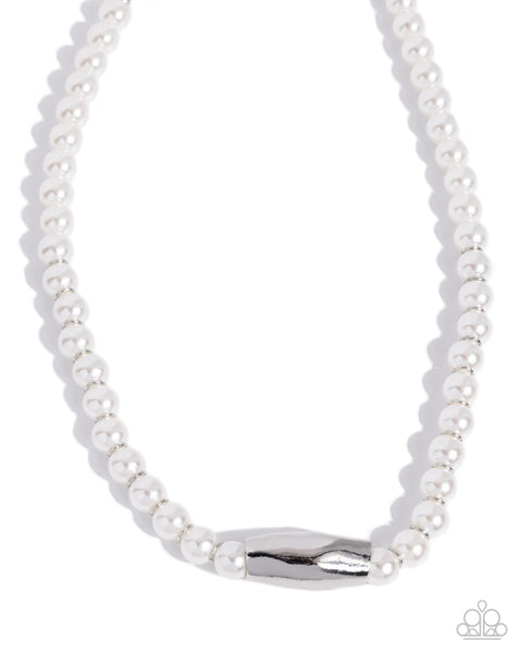 Paparazzi Operatic Observation Pearl White Necklace