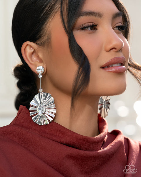 COMING SOON Paparazzi 
Crimped Champion - White Earrings