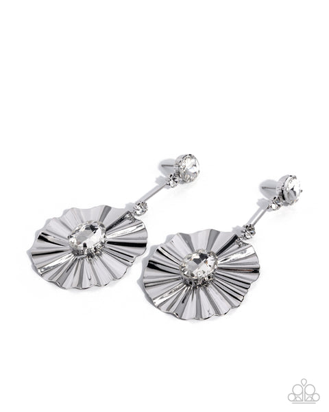 COMING SOON Paparazzi 
Crimped Champion - White Earrings