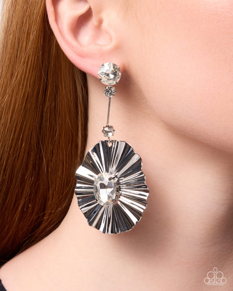 COMING SOON Paparazzi 
Crimped Champion - White Earrings