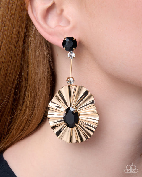 COMING SOON Paparazzi Crimped Champion - Black Earrings