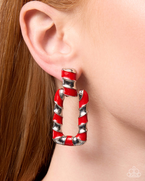 COMING SOON Paparazzi 
Candy Cane Chic - Red Earrings