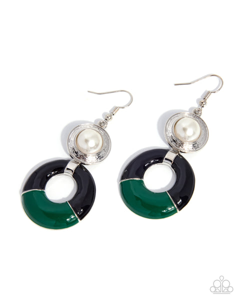 COMING SOON Paparazzi 
Retro Repetition - Green Earrings