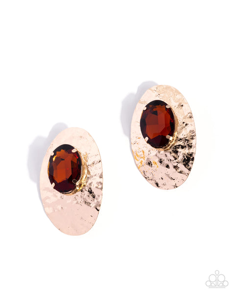 COMING SOON Paparazzi Ornately Oversized - Brown Earring