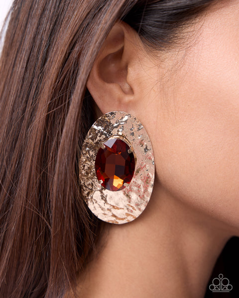 COMING SOON Paparazzi Ornately Oversized - Brown Earring