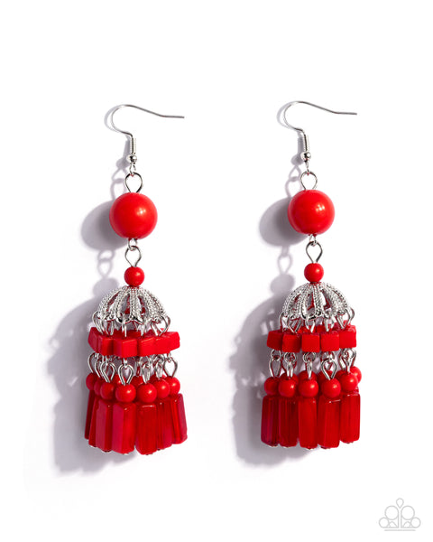 COMING SOON Paparazzi 
Chandelier Construction - Red Earrings