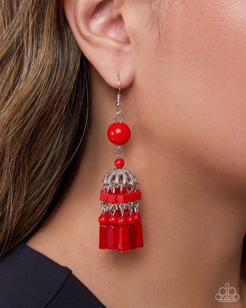 COMING SOON Paparazzi 
Chandelier Construction - Red Earrings