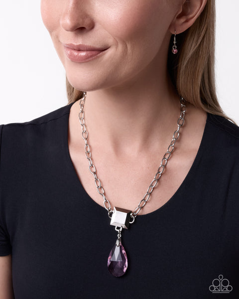 Paparazzi Square Sway - Pink Necklace