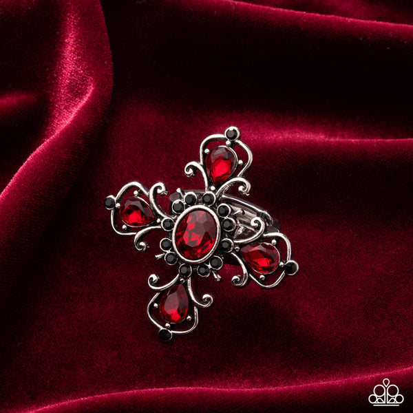 Paparazzi Curly Cross - Red Ring