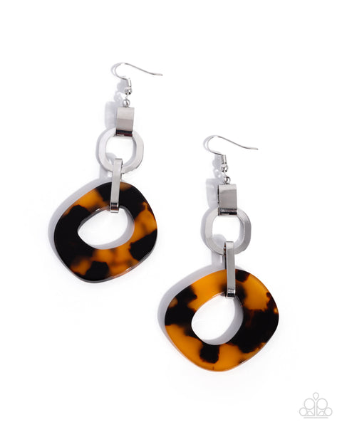 COMING SOON Paparazzi Tortoiseshell Tapestry - Brown Earrings