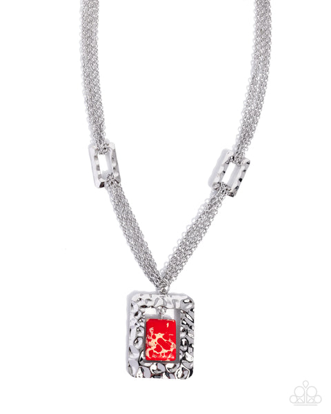 COMING SOON Paparazzi Square Stage - Red Necklace