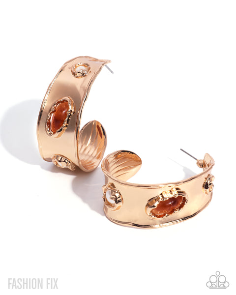 Paparazzi Archeological Find Bracelet & Archeological Dig Hoop Earrings Pearl Gold Set