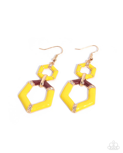 COMING SOON Paparazzi Real Report - Yellow Earrings