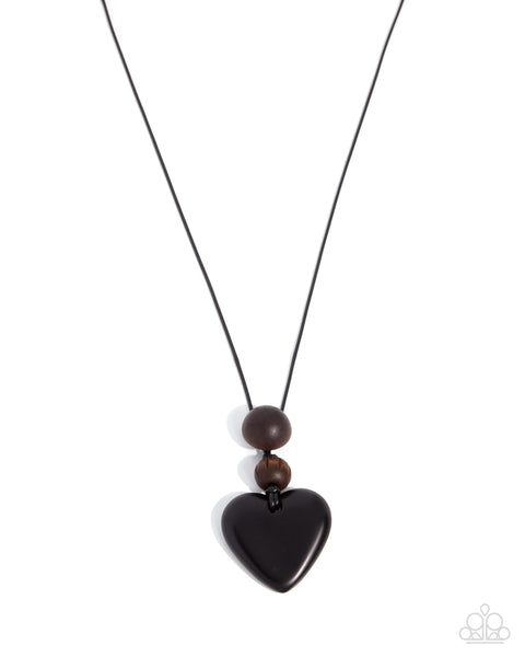 COMING SOON Paparazzi Cupid Cheers Heart Black Wooden Necklace