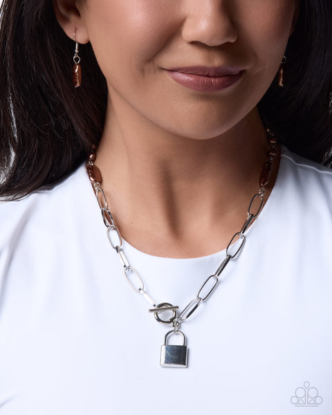 COMING SOON Paparazzi 
Locked Liege - Brown Necklace