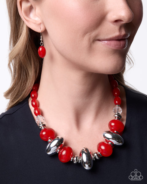 COMING SOON Paparazzi 
Malibu Manner - Red Necklace