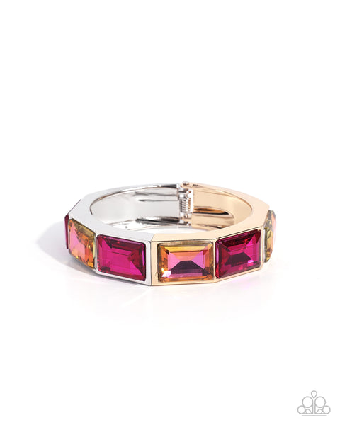 COMING SOON Paparazzi Less Talk, More Shimmer UV Hinged Bracelet Pink