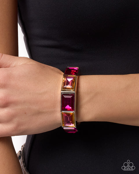 COMING SOON Paparazzi Less Talk, More Shimmer UV Hinged Bracelet Pink