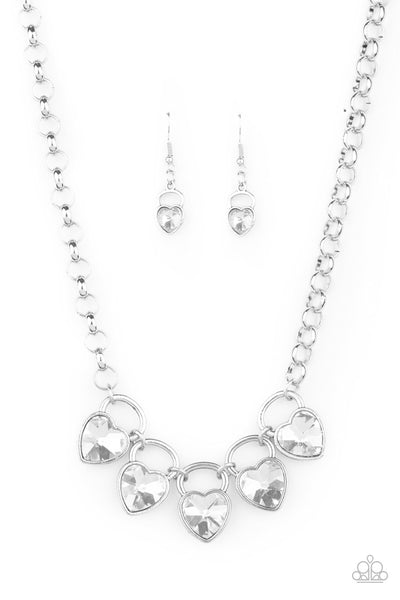 Paparazzi HEART On Your Heels - White Necklace