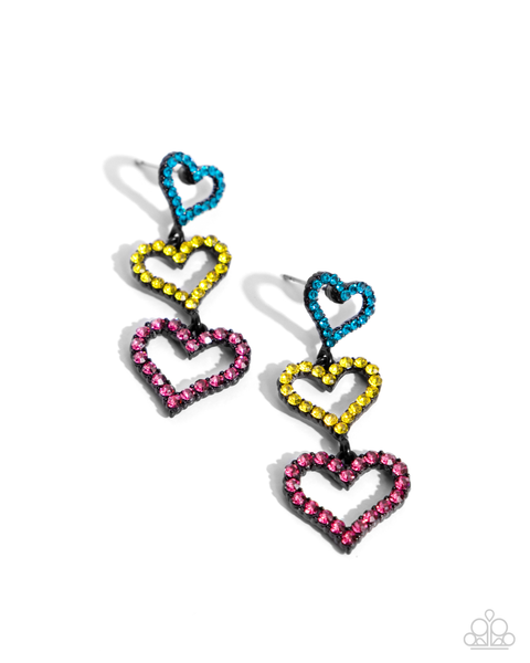 Paparazzi Sweetheart Succession - Pink Heart Earrings