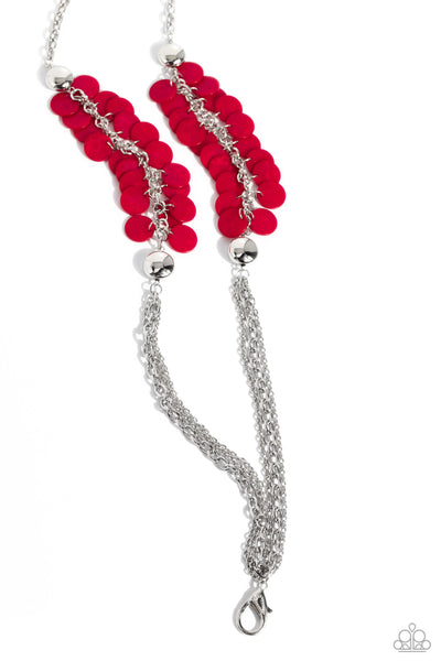 Paparazzi Shell Sensation - Red Lanyard Necklace