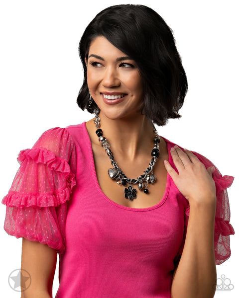 Paparazzi Charmed, I Am Sure Necklace & Equally Enchanted Exclusive Bracelet Black Set