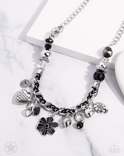 Paparazzi Charmed, I Am Sure Necklace & Equally Enchanted Exclusive Bracelet Black Set