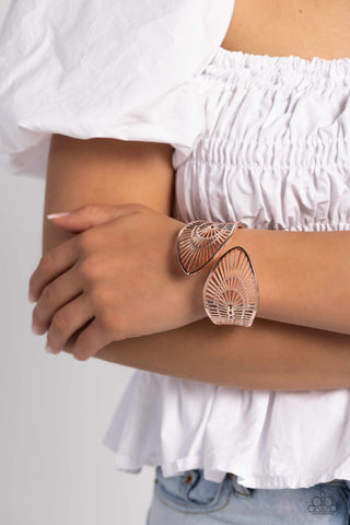 Paparazzi Palatial Palms - Rose Gold Hinged Bracelet