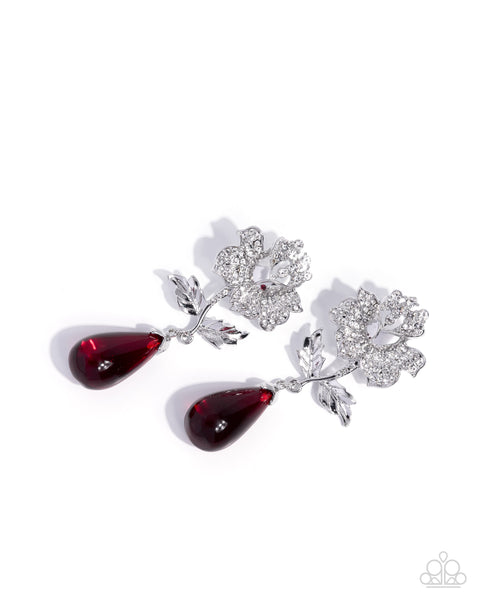 Paparazzi Floral Figurehead Necklace and Flourishing Fringe Earrings Red Set