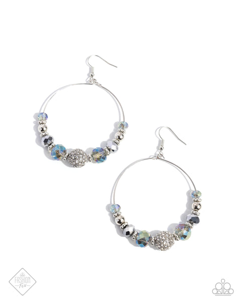 Paparazzi Celestial Class - Blue Necklace, Ignited Independence UV Silver Coiled Bracelet and Ignited Intent - UV Silver Earrings SET