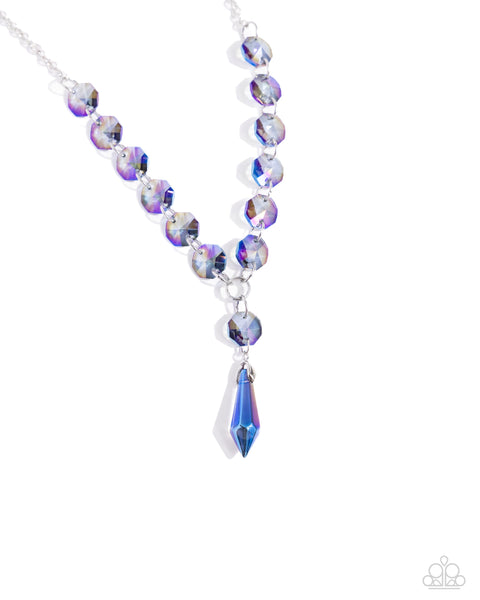 Paparazzi Celestial Class - Blue Necklace, Ignited Independence UV Silver Coiled Bracelet and Ignited Intent - UV Silver Earrings SET