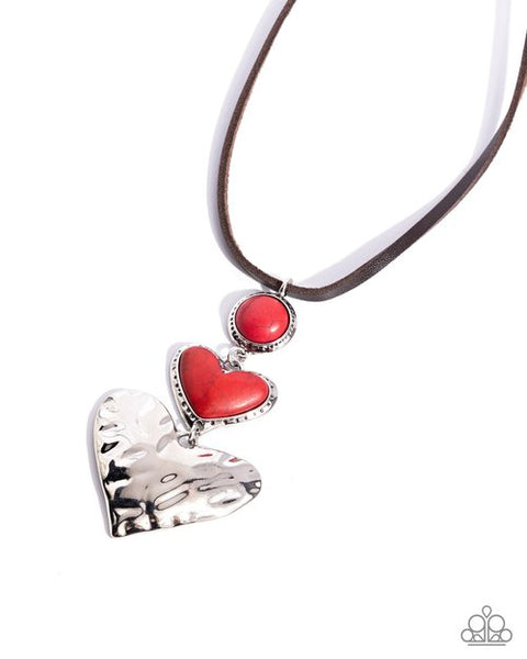 Paparazzi Romantic Refuel Necklace, Terra Throwdown & Prehistoric Paradise Bracelet Red Set