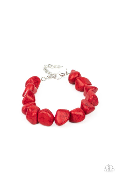 Paparazzi Romantic Refuel Necklace, Terra Throwdown & Prehistoric Paradise Bracelet Red Set