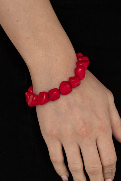 Paparazzi Romantic Refuel Necklace, Terra Throwdown & Prehistoric Paradise Bracelet Red Set